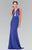 Elizabeth K - GL2286 Laced Illusion High Neck Jersey Trumpet Dress Special Occasion Dress XS / Royal Blue