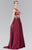 Elizabeth K - GL2288 Laced Scoop Neck Chiffon A-Line Dress Special Occasion Dress XS / Burgundy