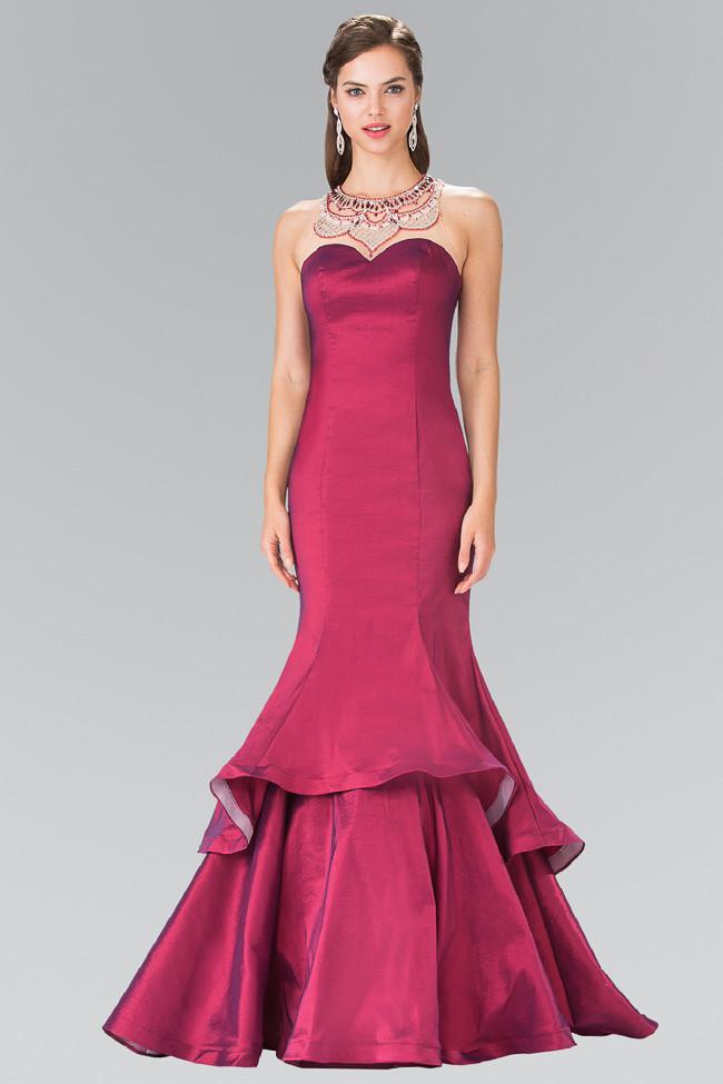 Elizabeth K - GL2290 Illusion Mermaid Gown Special Occasion Dress XS / Burgundy