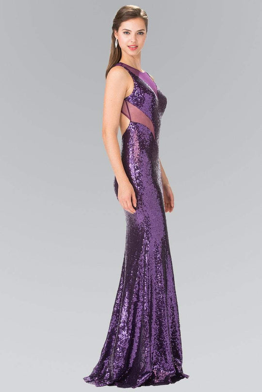 Elizabeth K - GL2292 Sequined Illusion Panel Sheath Gown