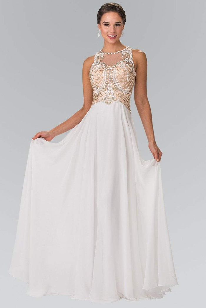 Elizabeth K - GL2295 Sleeveless Jewel Neckline Beaded Evening Gown Special Occasion Dress XS / Champagne