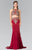 Elizabeth K - GL2296 Embellished High Neck Rome Jersey Dress Special Occasion Dress XS / Burgundy