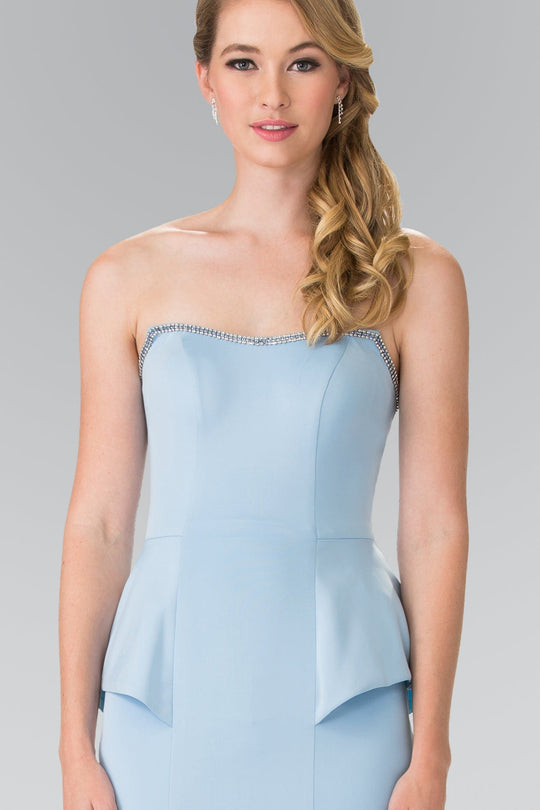 Elizabeth K - GL2304 Strapless Peplum Long Dress