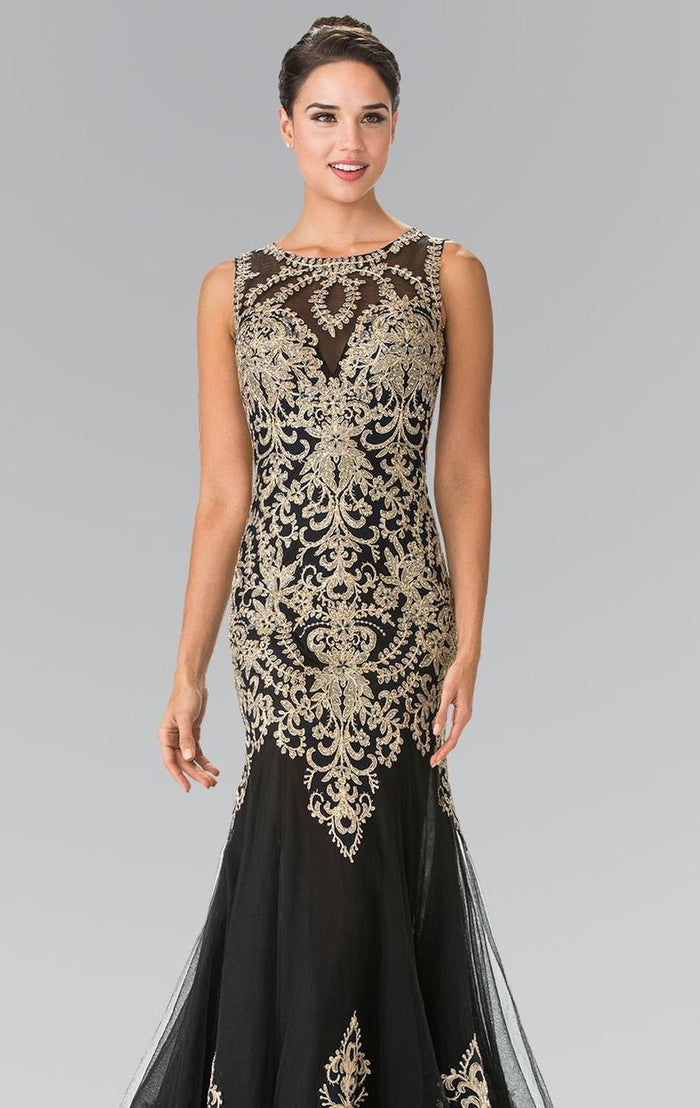 Elizabeth K - GL2307 Beaded Long Mermaid Gown Special Occasion Dress XS / Black