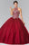 Elizabeth K - GL2308 Beaded Halter Neck Tulle Ballgown Special Occasion Dress XS / Burgundy