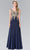 Elizabeth K - GL2311 Intricate Lace V-Neck A-Line Gown Special Occasion Dress XS / Navy
