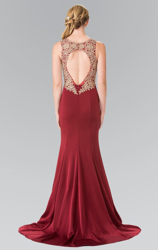 Elizabeth K - GL2312 Embellished Scoop Neck Rome Trumpet Dress