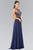 Elizabeth K - GL2316 Embroidered Scoop Neck Chiffon Dress Special Occasion Dress XS / Navy