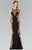 Elizabeth K - GL2320 Laced Illusion High Neck Rome Jersey Dress Special Occasion Dress XS / Black