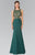 Elizabeth K - GL2324 Jewel Long Dress with Side Cut Outs Special Occasion Dress XS / Green