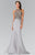 Elizabeth K - GL2325 Embellished High Neck Jersey Trumpet Dress Special Occasion Dress XS / Silver