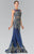 Elizabeth K - GL2338 Embellished Illusion Bateau Jersey Trumpet Dress Special Occasion Dress XS / Navy