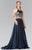 Elizabeth K - GL2340 Embellished Halter Neck Chiffon A-Line Dress Special Occasion Dress XS / Navy