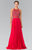 Elizabeth K - GL2347 Embellished Crew Neck Chiffon A-Line Dress Special Occasion Dress XS / Red