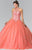 Elizabeth K - GL2348 Bead Embellished Halter Neck Tulle Ballgown Special Occasion Dress XS / Coral