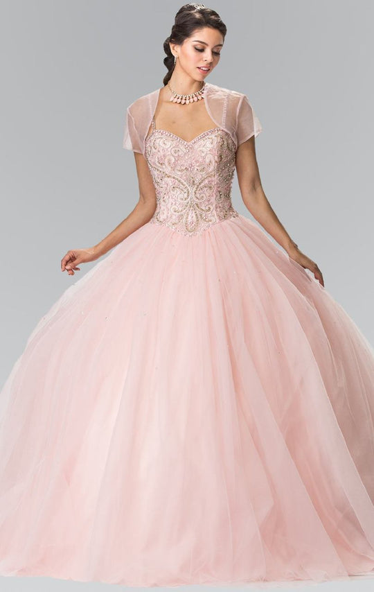 Elizabeth K - GL2350 Sleeveless Beaded Ballgown Special Occasion Dress XS / Blush