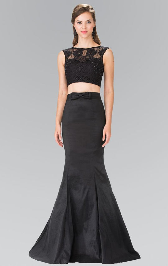 Elizabeth K - GL2354 Embellished Bateau Neck Lace Mermaid Dress