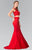 Elizabeth K - GL2354 Embellished Bateau Neck Lace Mermaid Dress Special Occasion Dress XS / Red