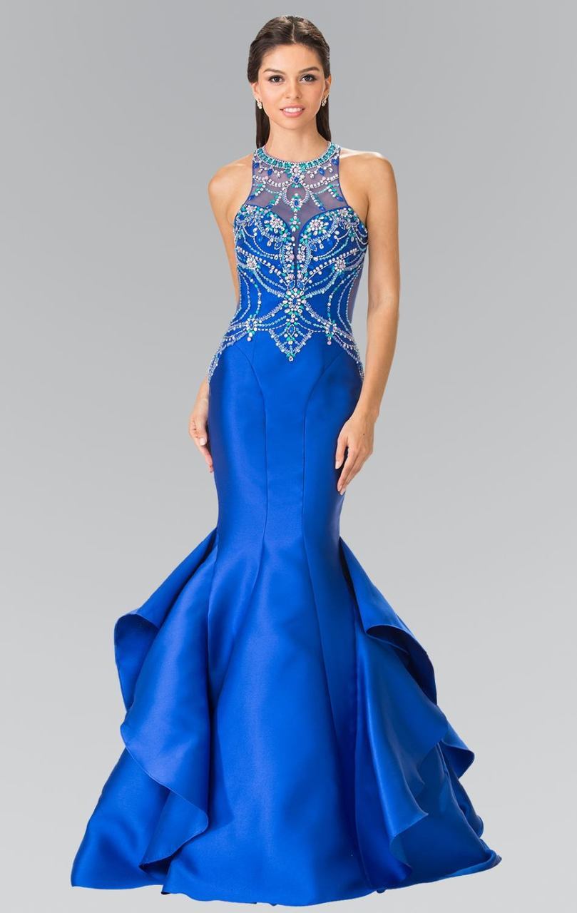 Elizabeth K - GL2357 Beaded Halter Ruffled Mermaid Gown – Couture Candy