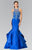 Elizabeth K - GL2357 Beaded Halter Ruffled Mermaid Gown Special Occasion Dress XS / Royal Blue