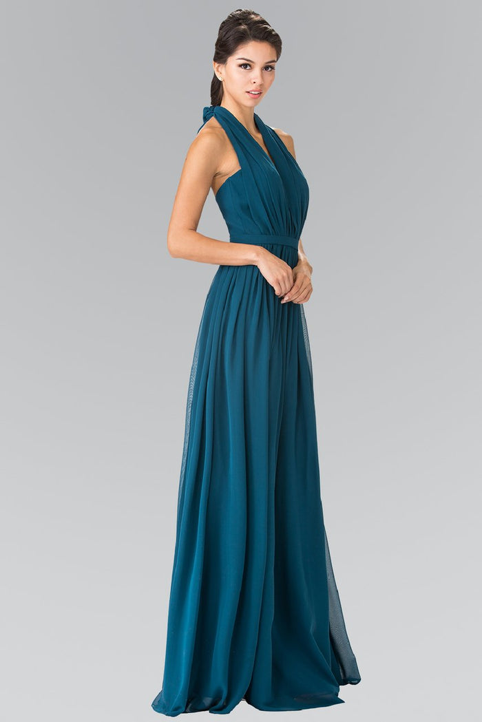 Elizabeth K - GL2362 Long Chiffon Halter Dress Special Occasion Dress XS / Navy