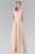 Elizabeth K - GL2365 Sleek Scoop Neck Long A-line Dress Special Occasion Dress XS / Champagne