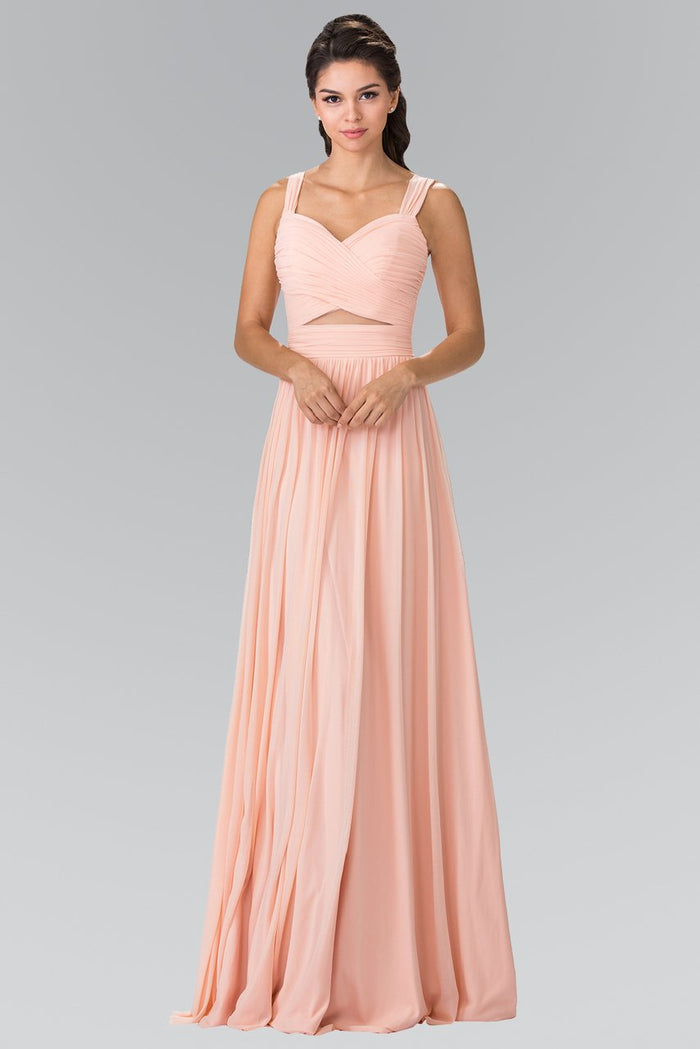 Elizabeth K - GL2366 Ruched Sweetheart Bodice Long Chiffon Gown Special Occasion Dress XS / Blush