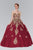 Elizabeth K - GL2379 Strapless Sweetheart Gilt Lace Ballgown Special Occasion Dress XS / Burgundy