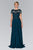 Elizabeth K - GL2406 Short Sleeve Illusion Lace Ornate Chiffon Gown Special Occasion Dress XS / Teal