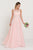 Elizabeth K - GL2420 Jeweled Waist Lace A-Line Gown Special Occasion Dress XS / Blush