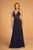Elizabeth K - GL2503 Embellished Deep V-neck Sheath Dress Special Occasion Dress XS / Navy