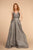 Elizabeth K - GL2504 Pleated Plunging Bodice Glitter Long Gown Prom Dresses XS / Dark Gray