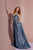 Elizabeth K - GL2506 Deep V-neck Glitter Crepe A-line Dress Special Occasion Dress XS / Teal