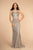 Elizabeth K - GL2509 Jeweled Halter Strap Glitter Long Gown Special Occasion Dress XS / Silver