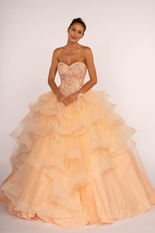 Elizabeth K - GL2515 Beaded Strapless Ruffled Ballgown