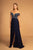Elizabeth K - GL2527 Jeweled Bodice Plunging Off Shoulder Gown Special Occasion Dress XS / Navy