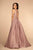 Elizabeth K - GL2531 Sleeveless Sheer Lace Applique Back Satin Gown Special Occasion Dress