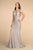 Elizabeth K - GL2549 V-neck Shimmer Fabric Mermaid Dress Special Occasion Dress XS / Silver