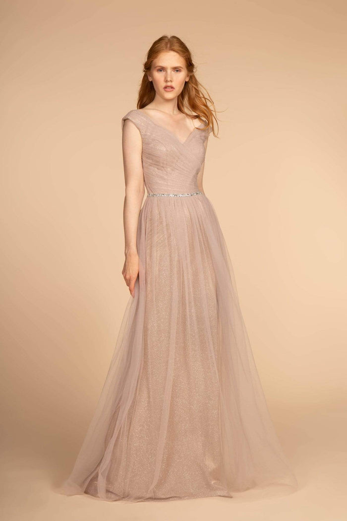 Elizabeth K - GL2560 Cap Sleeve Ruched Mesh Long Gown Prom Dresses XS / Mauve