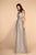 Elizabeth K - GL2560 Cap Sleeve Ruched Mesh Long Gown Prom Dresses XS / Silver