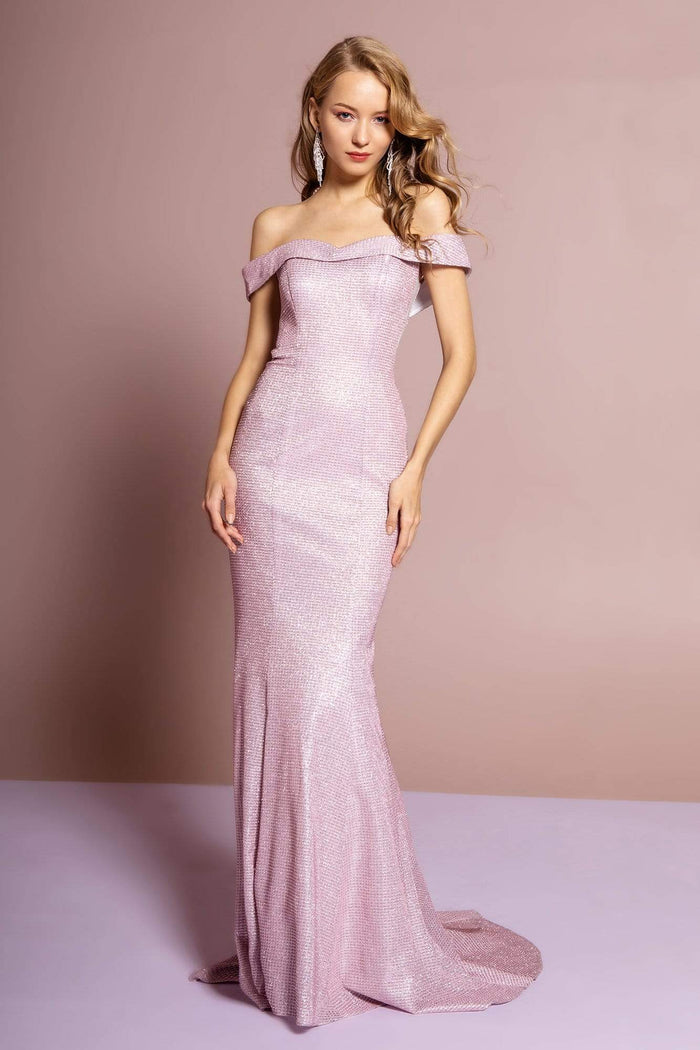 Elizabeth K - GL2562 Glitter Crepe Off-Shoulder Mermaid Dress Special Occasion Dress XS / Mauve