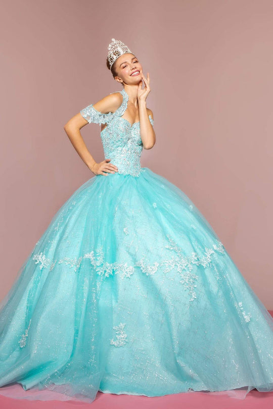 Elizabeth K - GL2602 Embroidered Halter Ballgown
