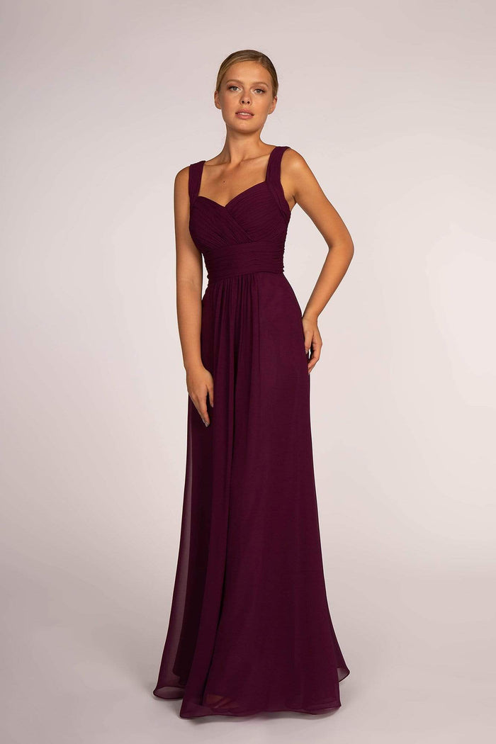 Elizabeth K - GL2608 Sleeveless Ruched-Bodice A-Line Chiffon Gown Bridesmaid Dresses XS / Eggplant
