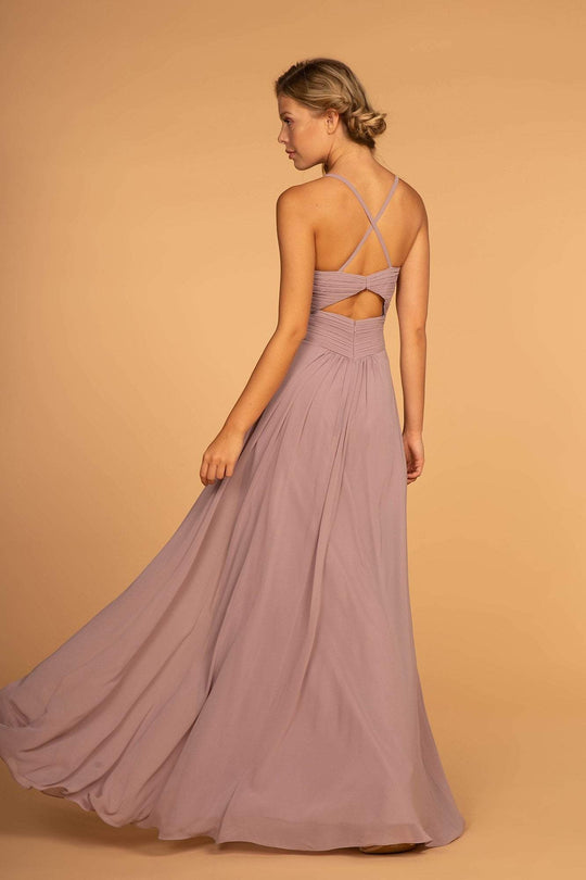 Elizabeth K - GL2609 Plunging V-Neck Pleated Bodice A-Line Gown