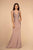 Elizabeth K - GL2614 Lace Deep V-neck Jersey Sheath Dress Special Occasion Dress XS / Mauve