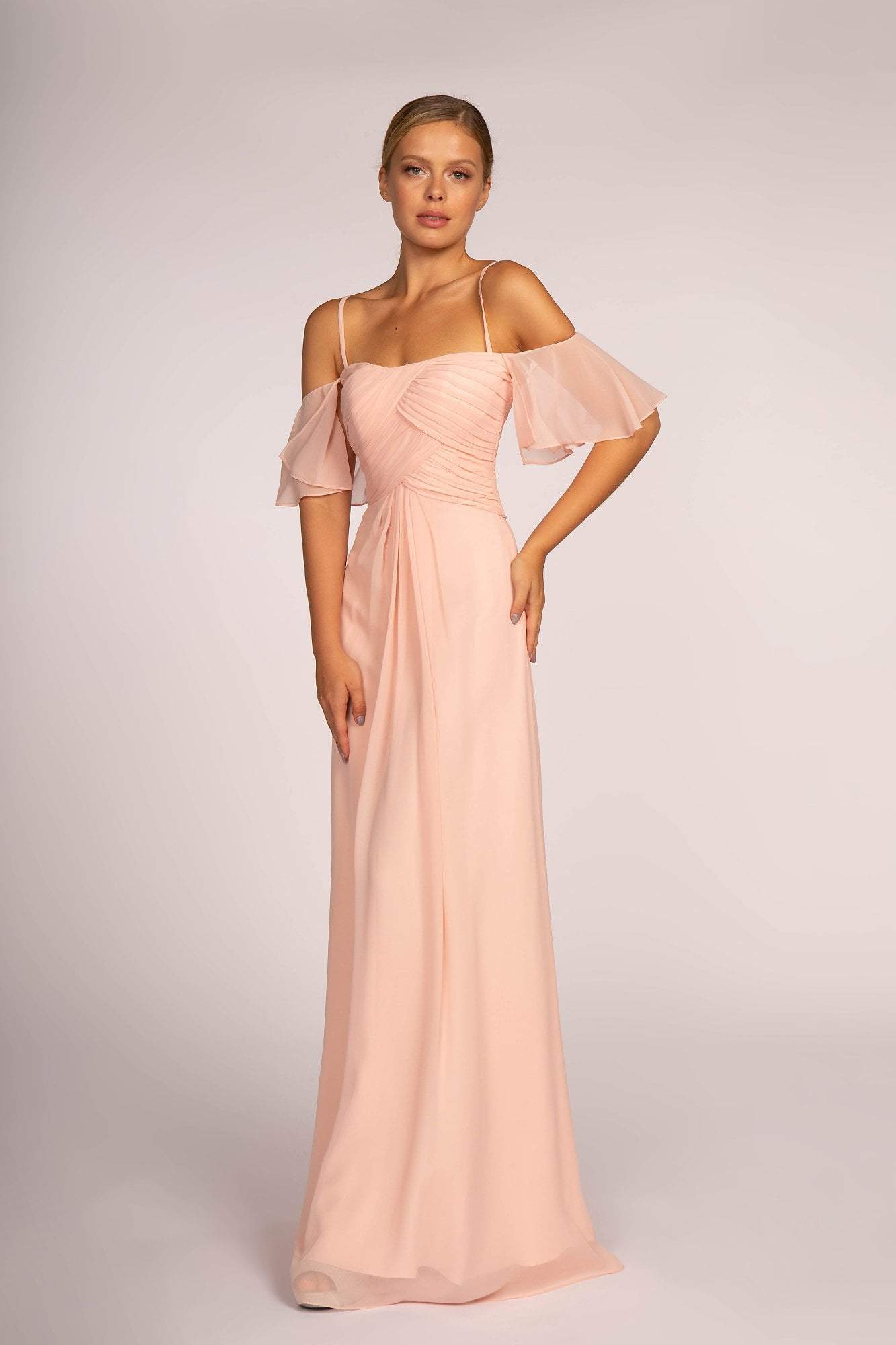 chiffon straight dresses Plus Size Women's Chiffon Illusion V-Neck Flutter Sleeve Front Slit Evening Dress by Ever-Pretty In Navy Blue (Size 22)