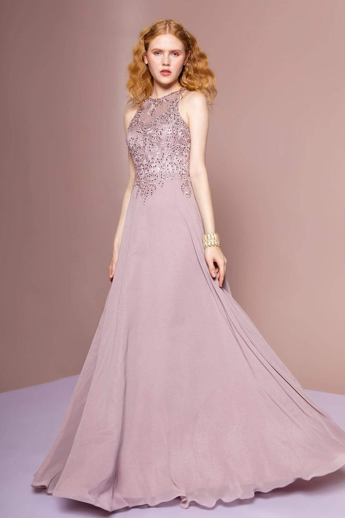 Elizabeth K - GL2680 Floral Embroidered A-Line Dress Bridesmaid Dresses XS / Mauve