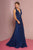 Elizabeth K - GL2687 Deep V-neck Pleated A-line Dress Evening Dresses XS / Navy