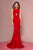 Elizabeth K - GL2706 Jersey Cross Halter Mermaid Dress With Cutouts Special Occasion Dress XS / Red