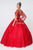 Elizabeth K - GL2800 Sheer Cape Sleeve Appliqued Glitter Ballgown Quinceanera Dresses